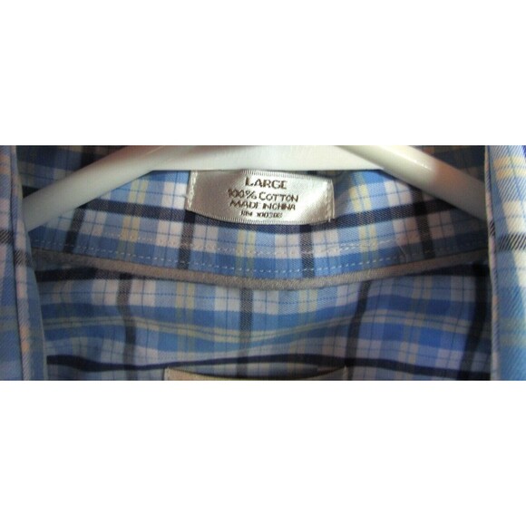 Peter Millar Men's Button Down Long Sleeve Blue Plaid Cotton Large Dress Shirt - Picture 4 of 14